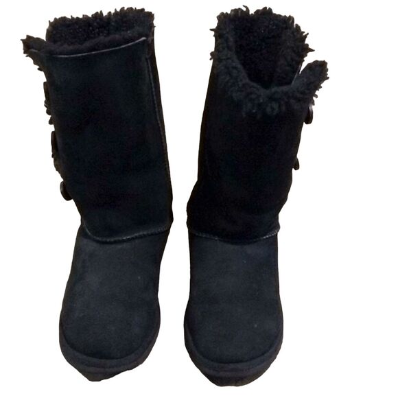 UGG Black Bailey Button Suede Winter Boots Womens US 5 EU 35 - Picture 1 of 12